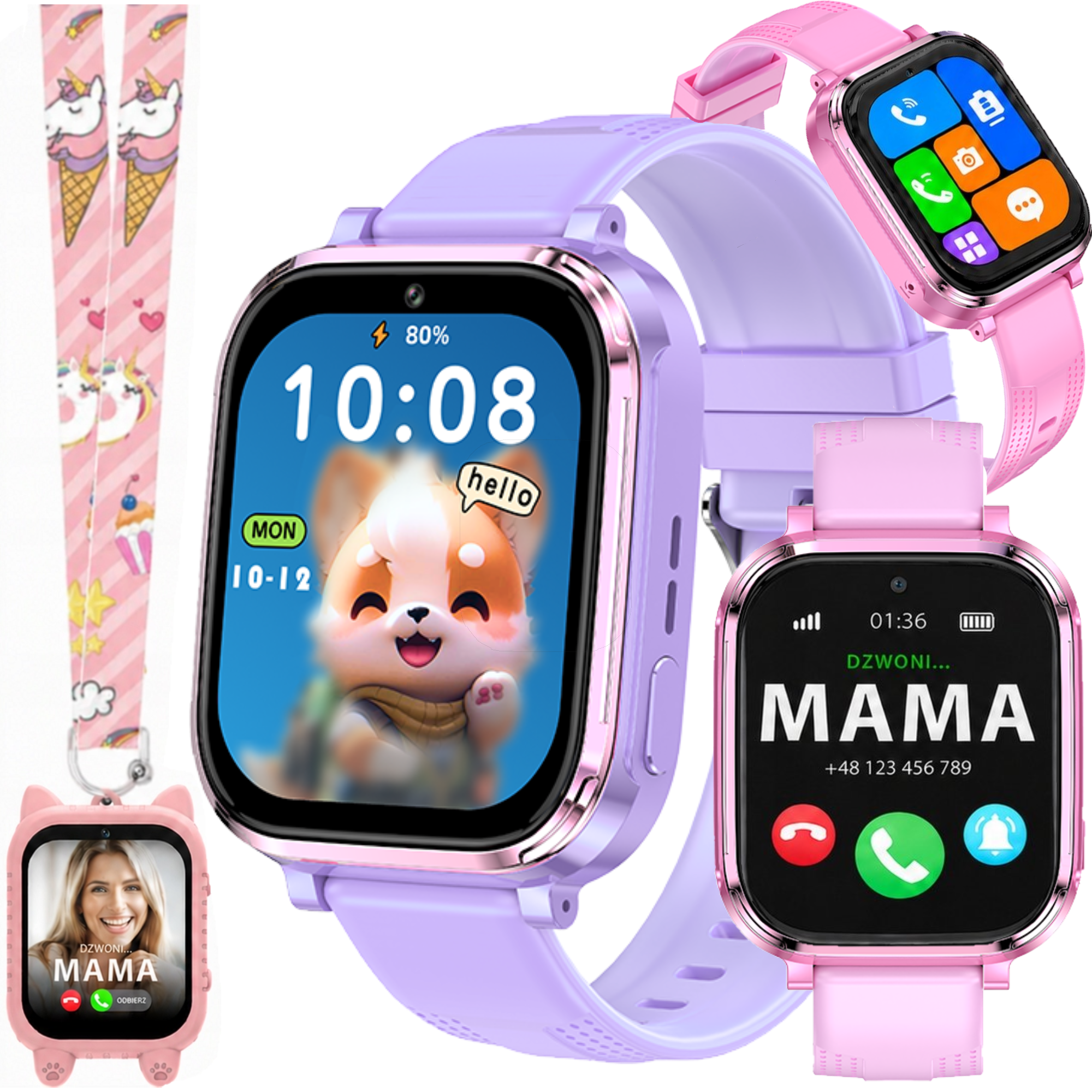 SMARTWATCH L60 4G GPS FIOLETOWY